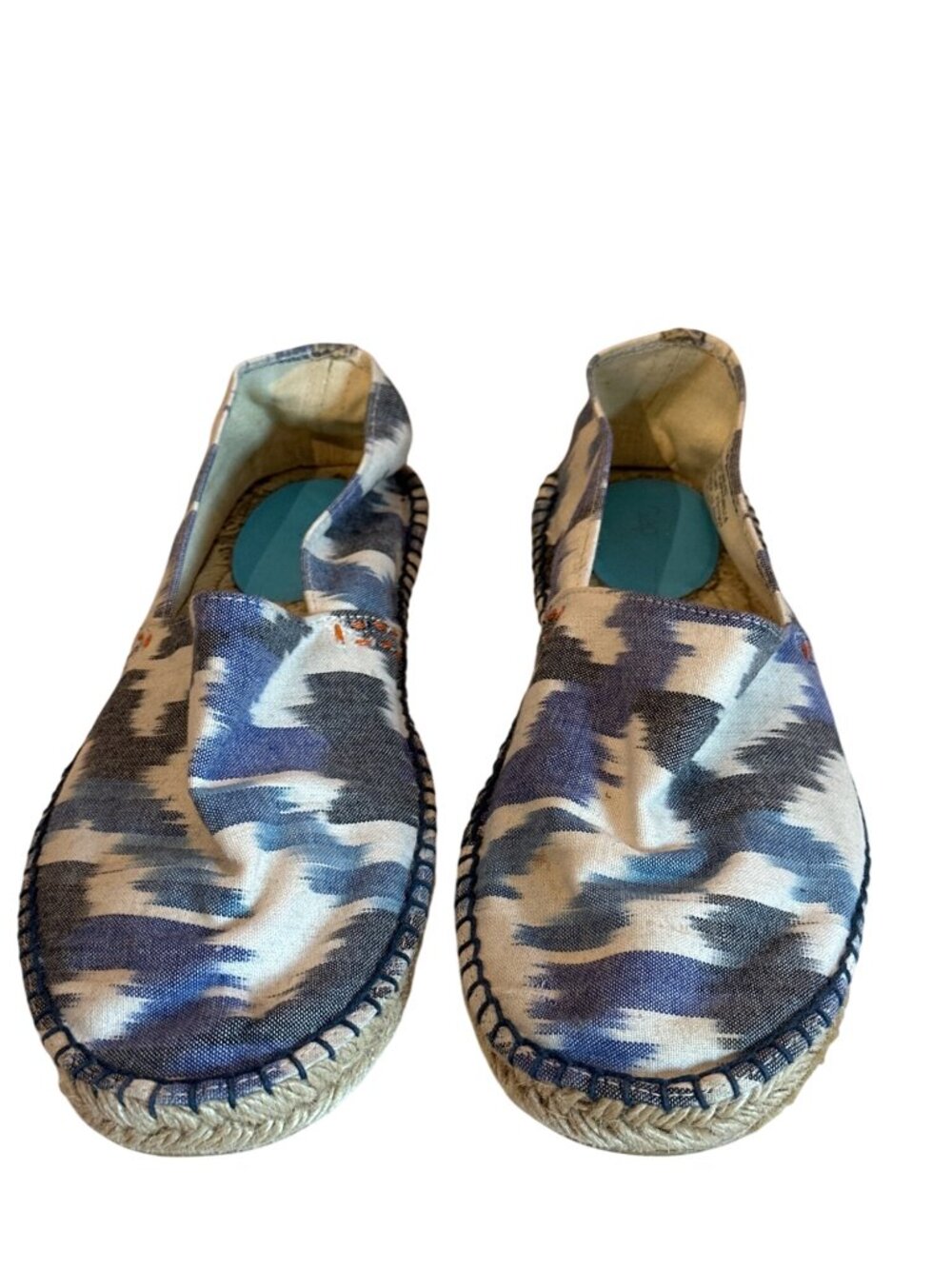 Gap Shoes Size 10 Ikat Flat Espadrilles Blue Print Canvas Slip-On Summer